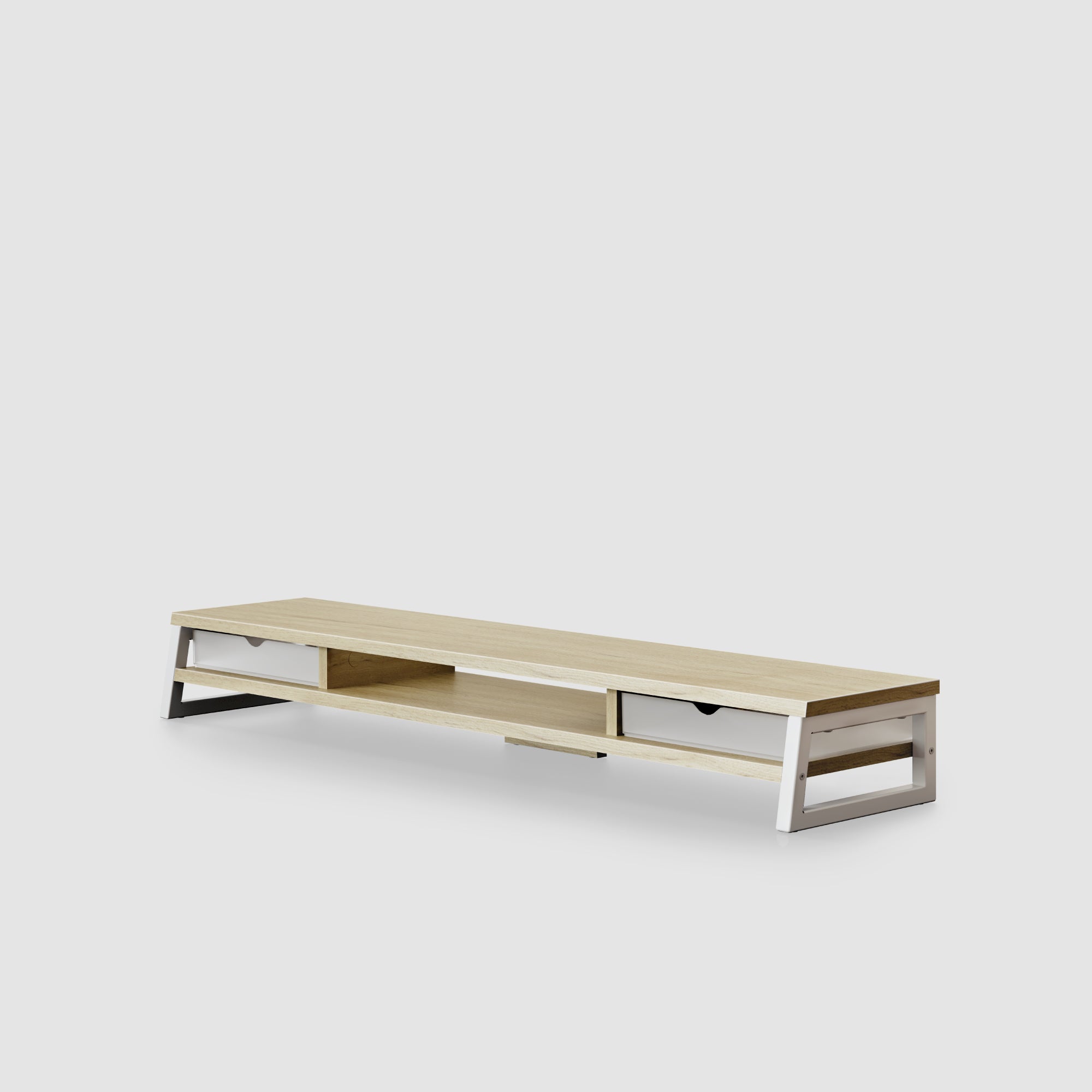 FENGE Frida F310 Monitor Riser, Dual Screen Desk Shelf with 2 Drawers