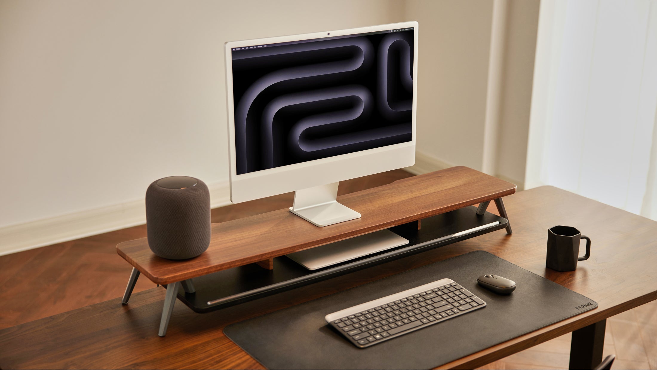 FENGE Rodin A212 Monitor Riser, Dual Desk Shelf with M-Type Leg