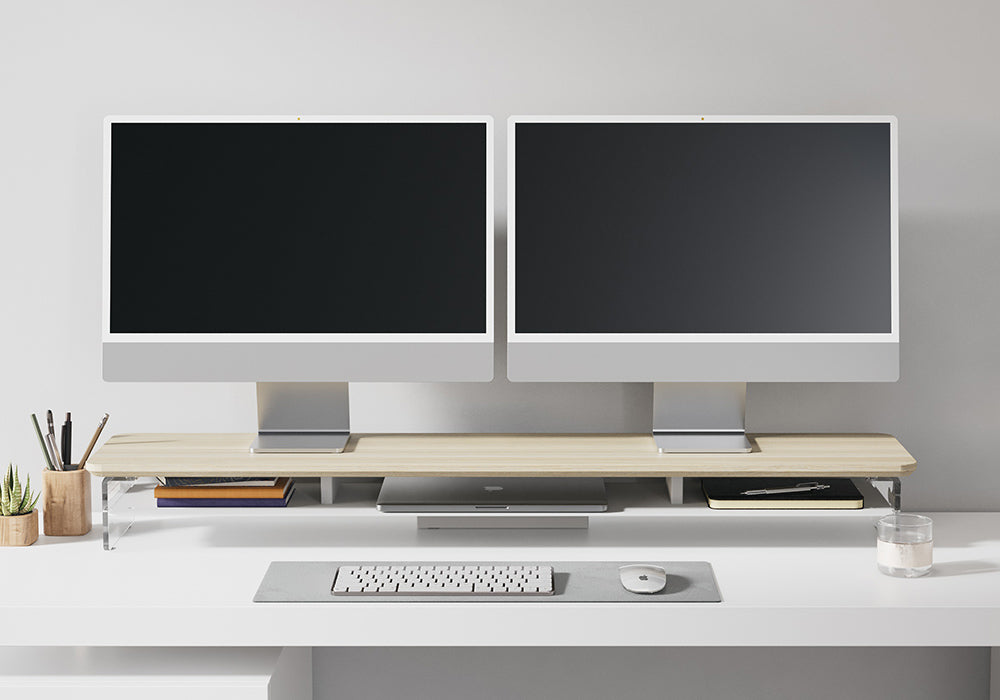 Fenge Large White Desk Shelf Dual Monitor Stand Shell 42.5