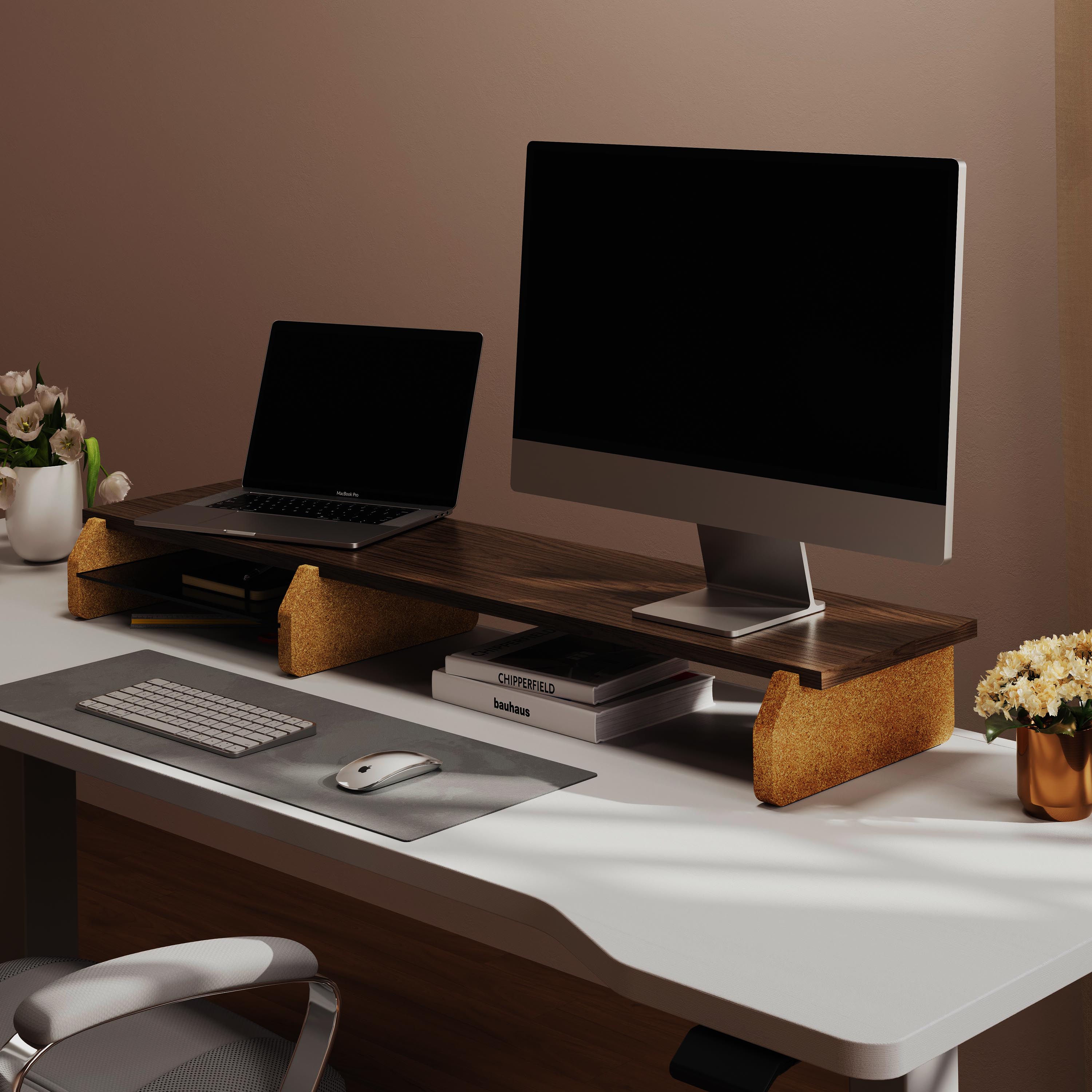 42.5 Desk Shelf Dual Monitor Stand Blocky | Fenge Cork Stand