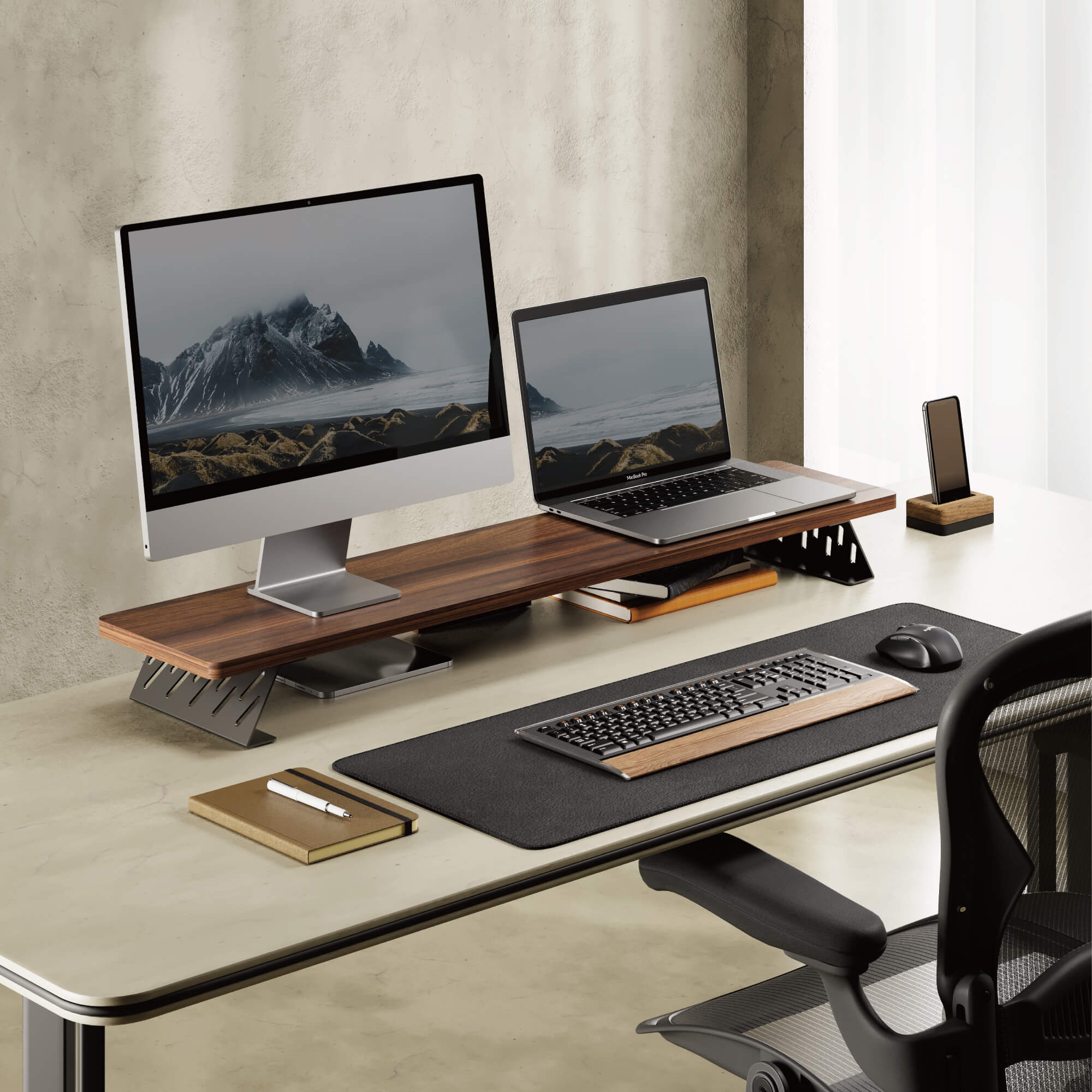 Dual Monitor Risers for Large Monitors & Spacious Desks | FENGE