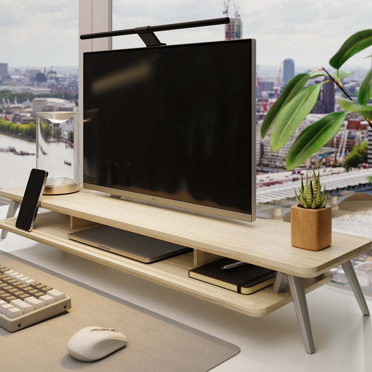 42.5 Desk Shelf Dual Monitor Stand Blocky | Fenge Cork Stand