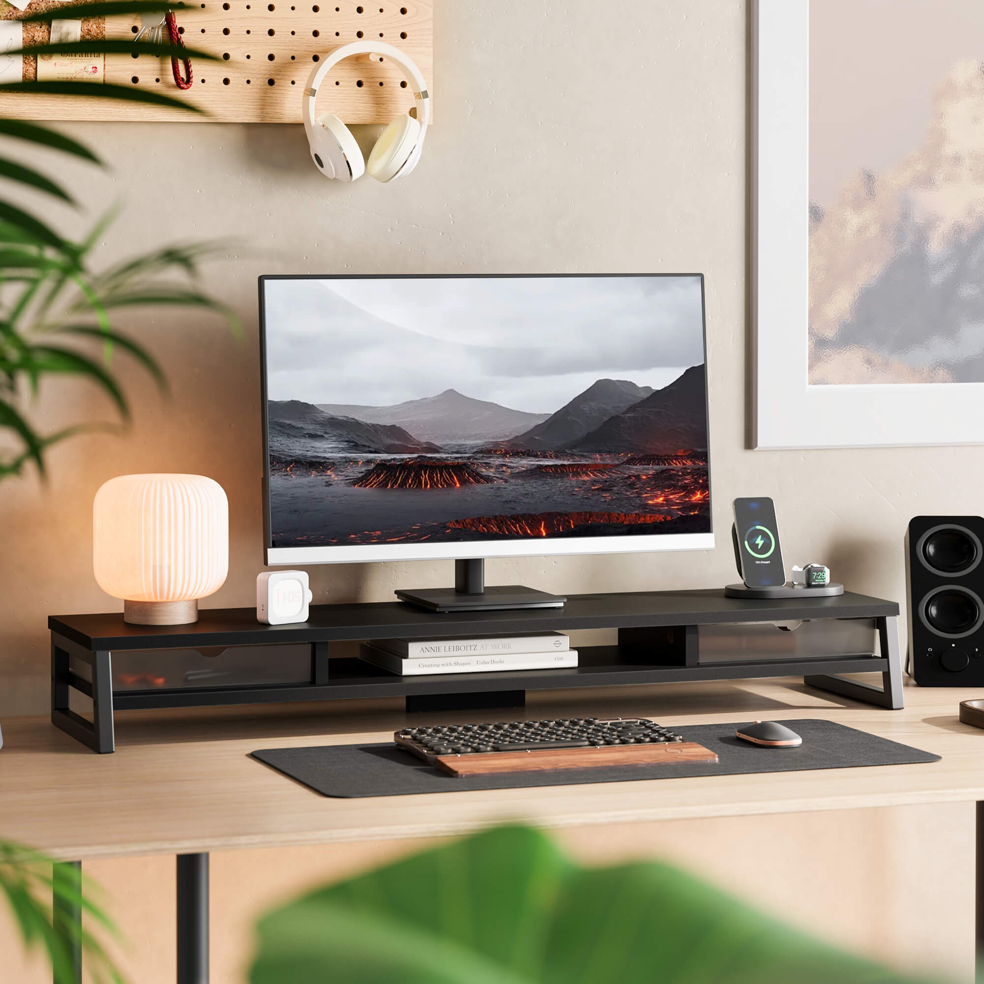 Dual Monitor Risers for Large Monitors & Spacious Desks | FENGE
