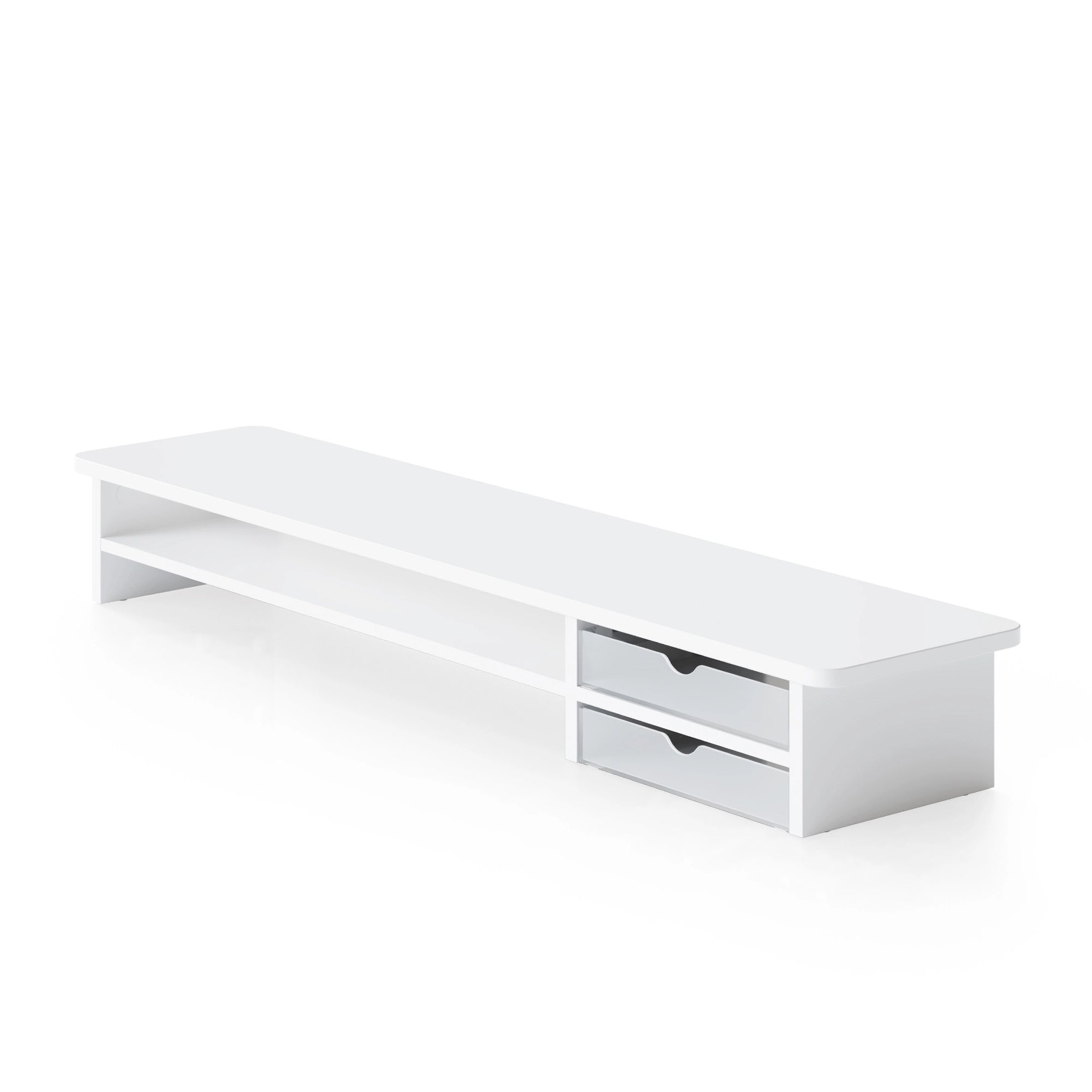 White Monitor stand with a drawer on a white background