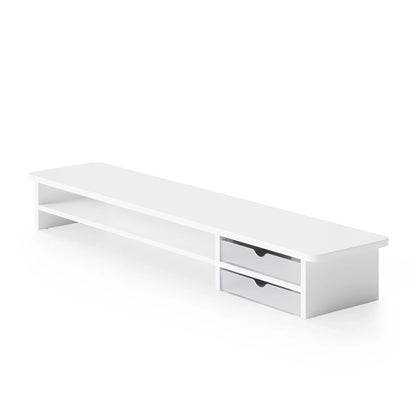 White Monitor stand with a drawer on a white background