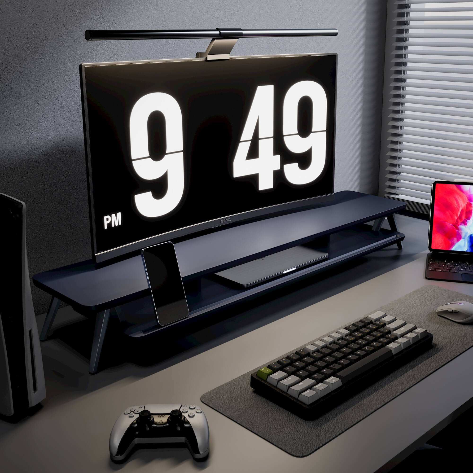 FENGE Rodin A212 Monitor Riser, Dual Desk Shelf with M-Type Leg