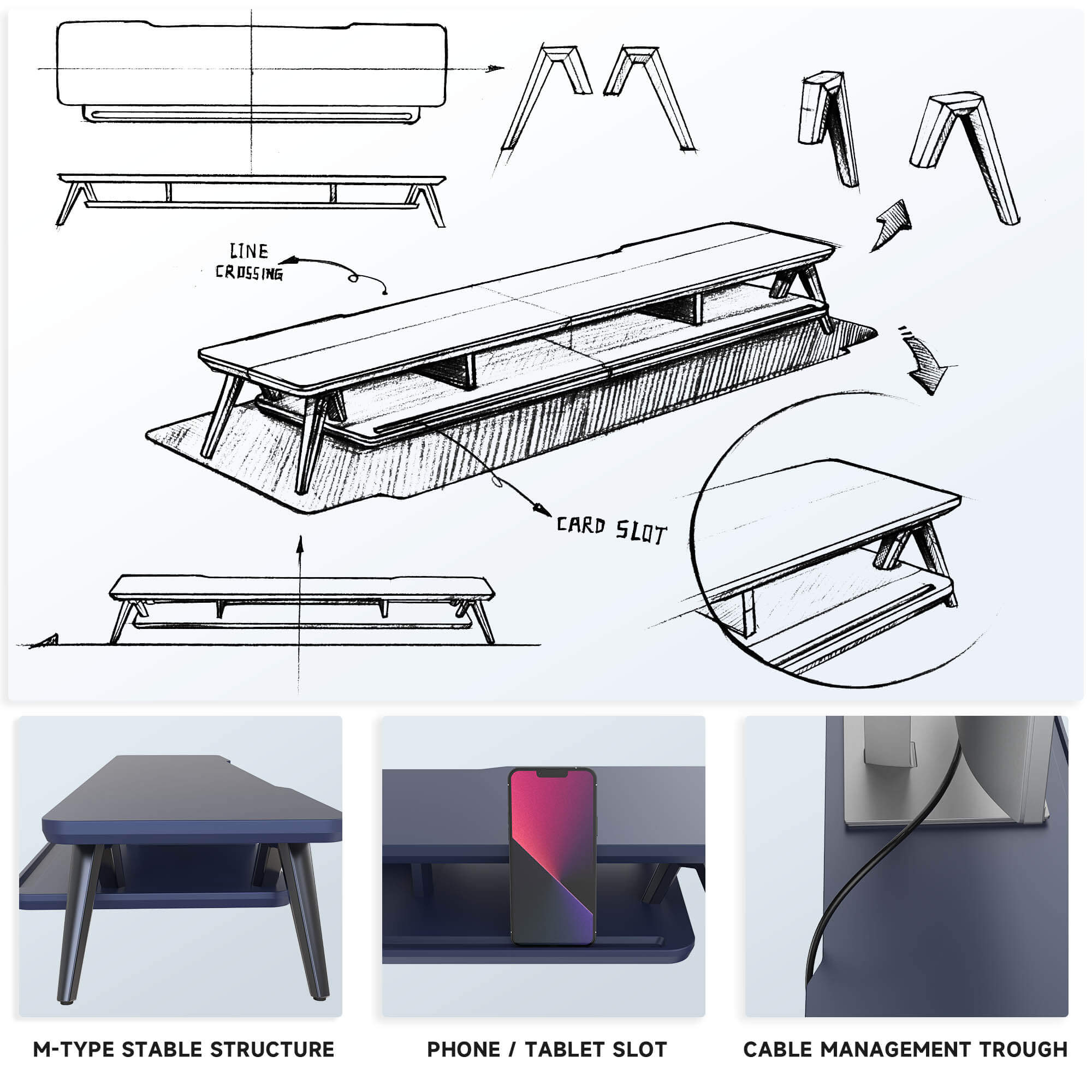 rodin design ideas large desk shelf blue