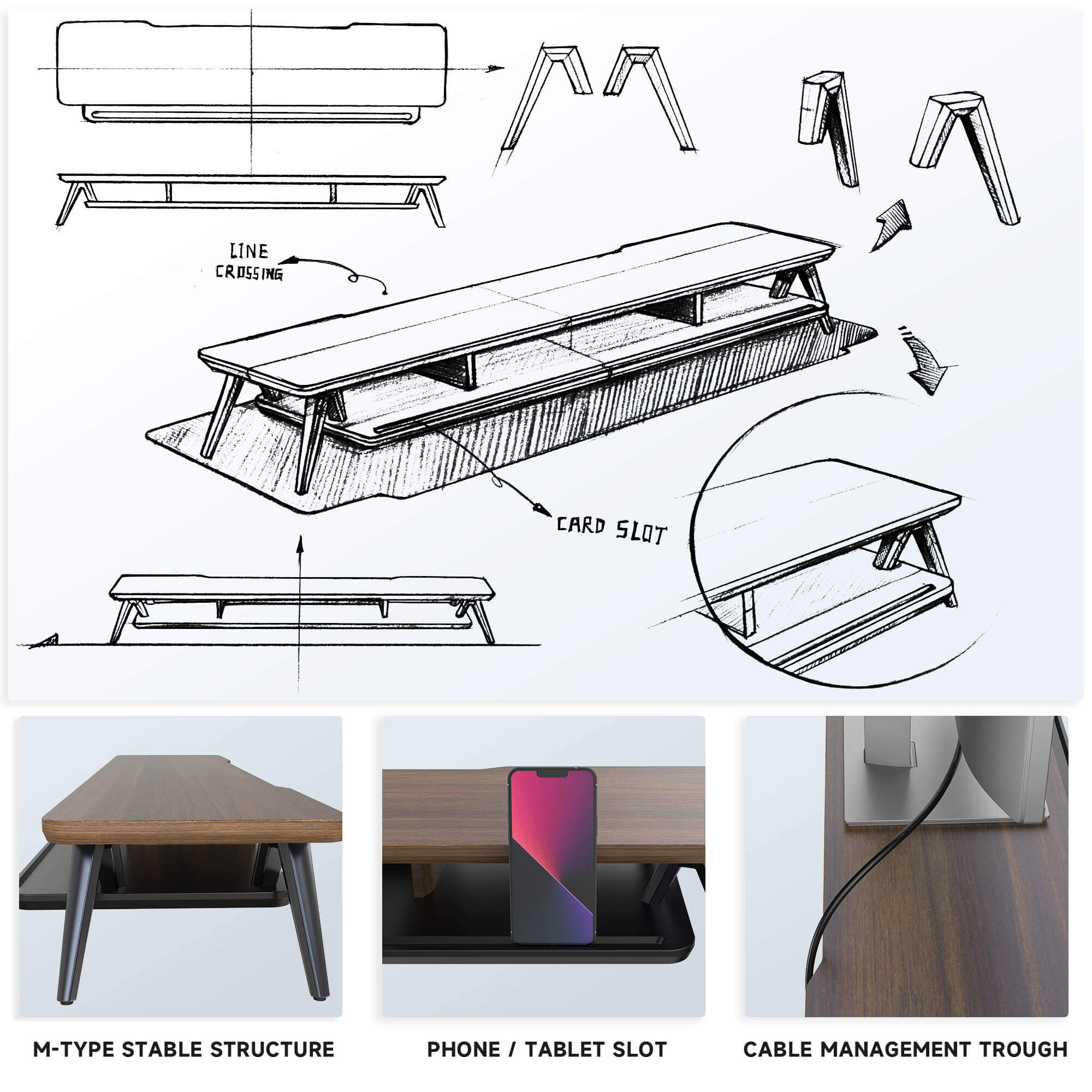 rodin design ideas large desk shelf walnut