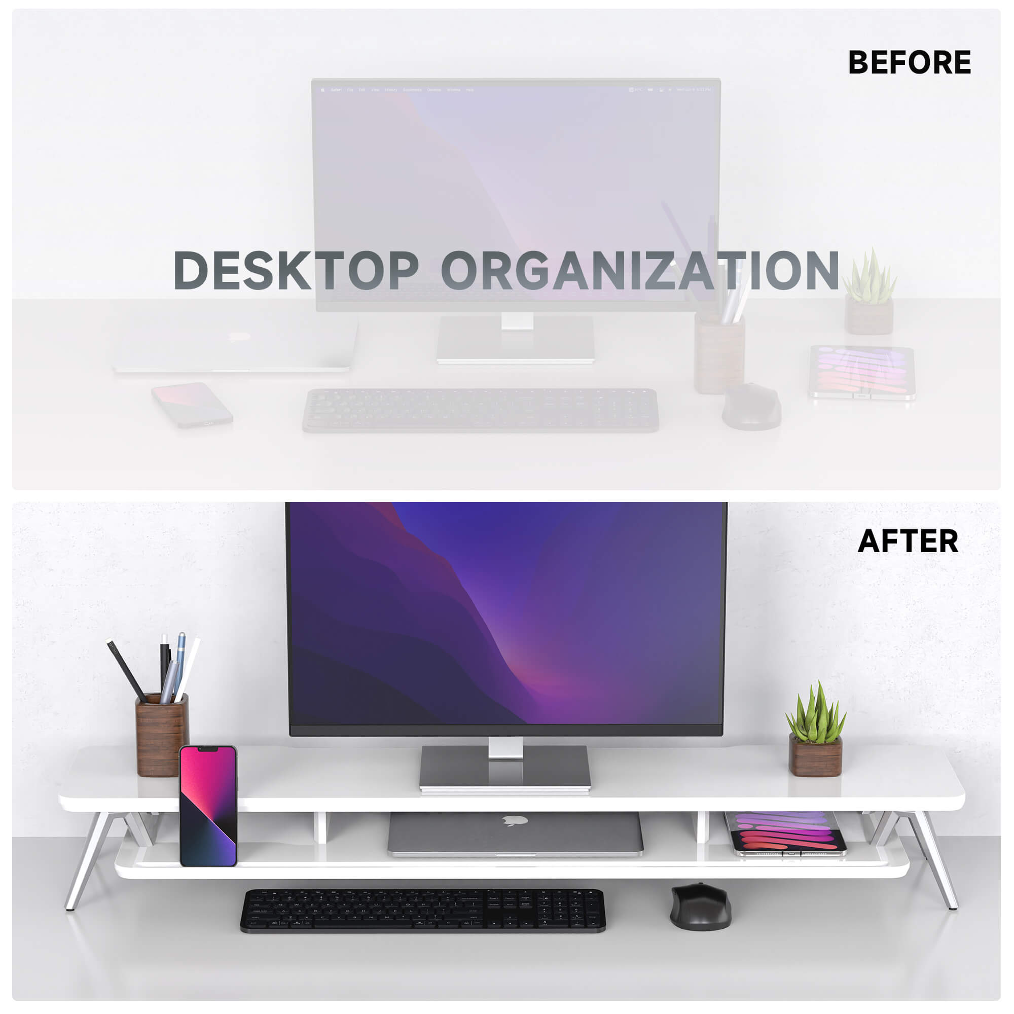 large desk shelf rodin clean organization