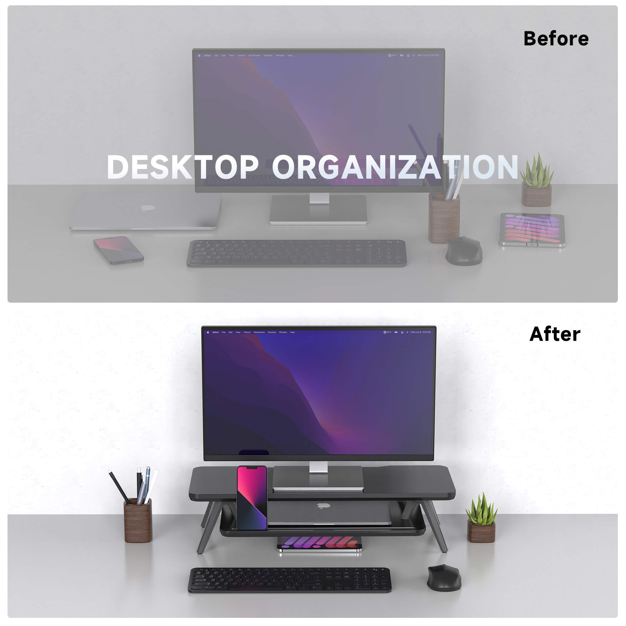 small desk shelf rodin clean organization black