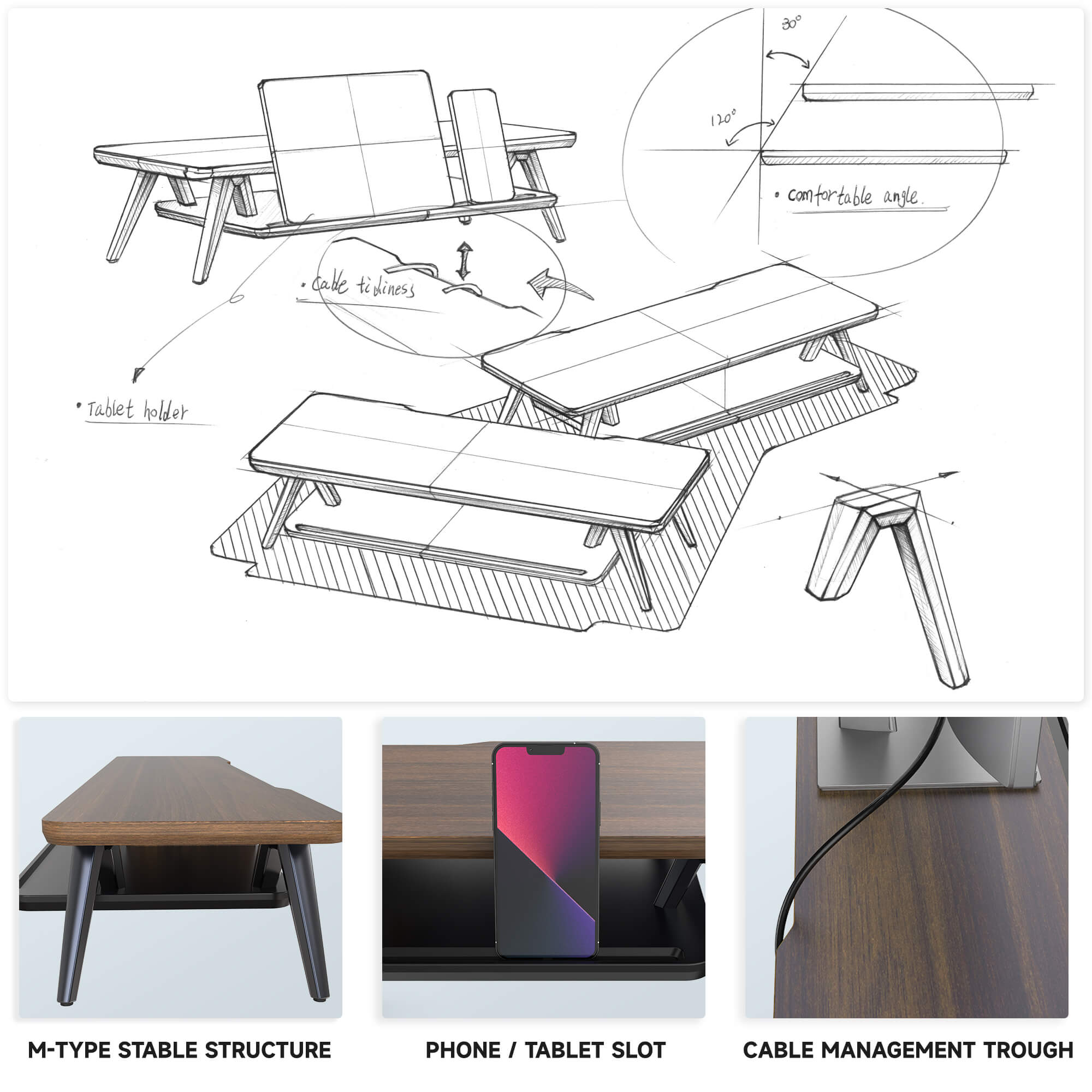 rodin design ideas small desk shelf walnut