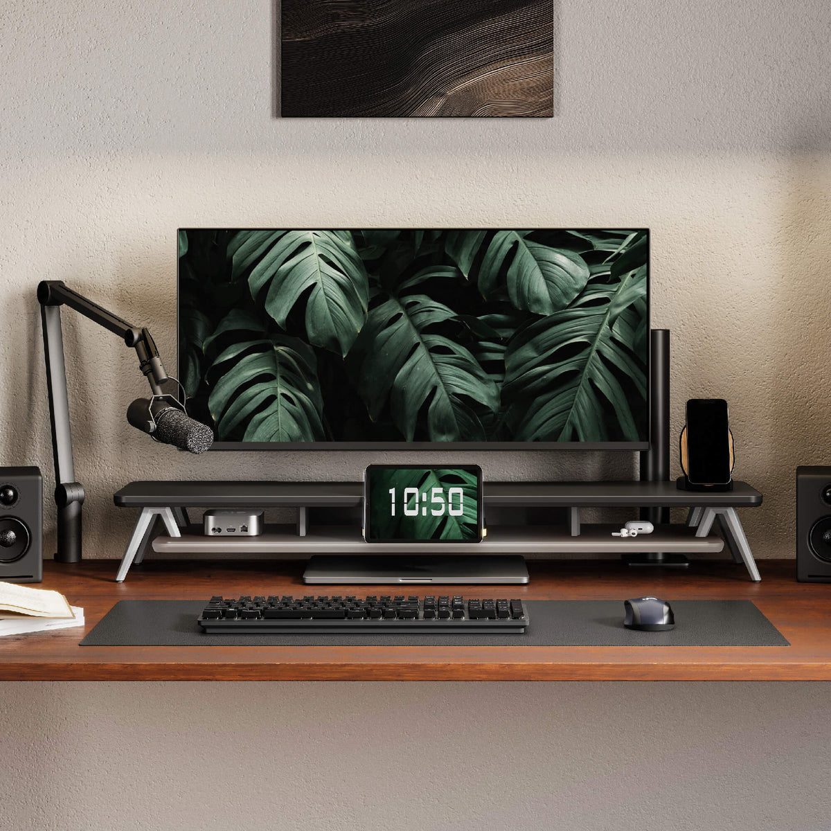 Decorative Monitor Risers FENGE Rodin A410 Monitor Riser, Dual Desk Shelf with M-Type Leg
