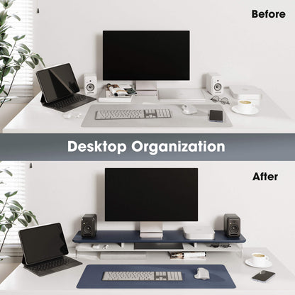 yugen tidy organization large desk shelf blue