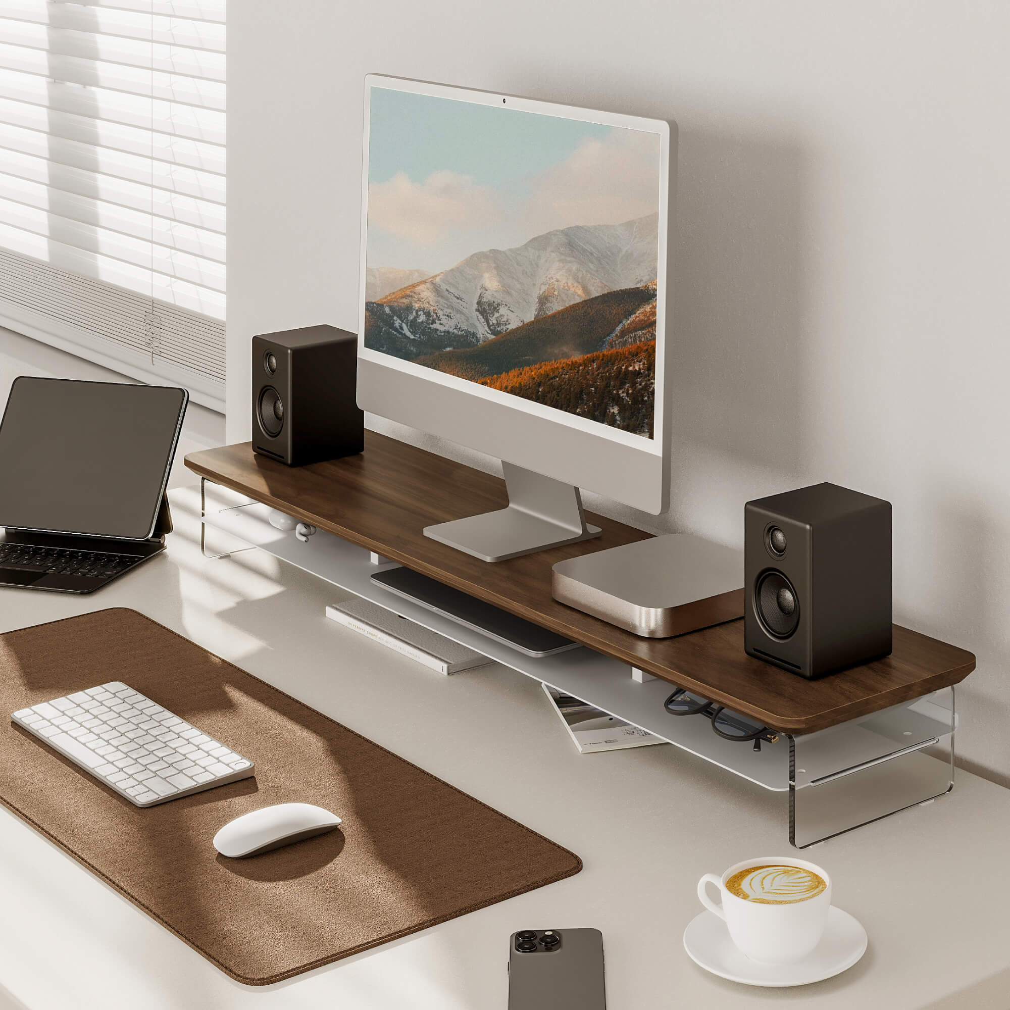 large desk shelf yugen scenario2 walnut