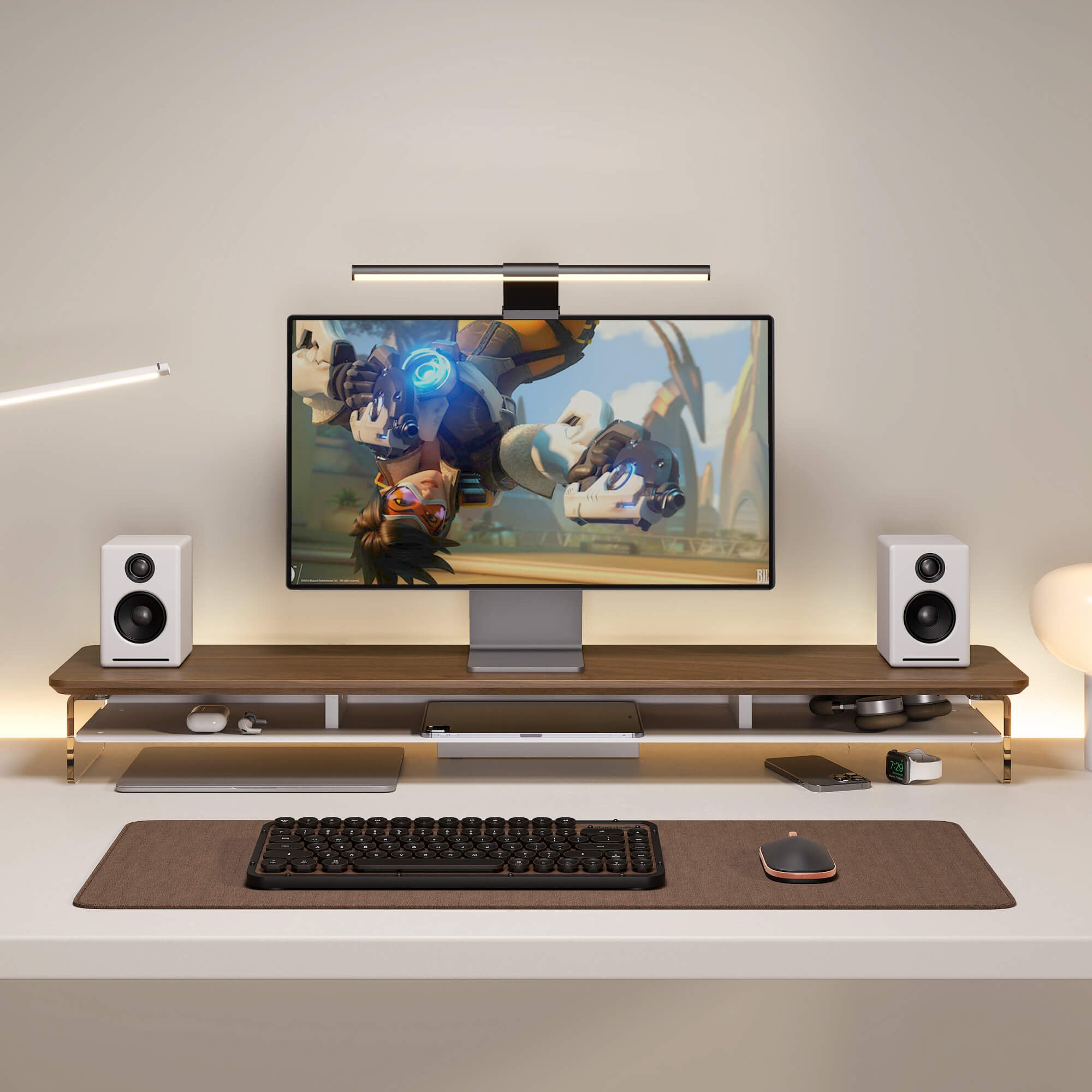 large desk shelf yugen show walnut