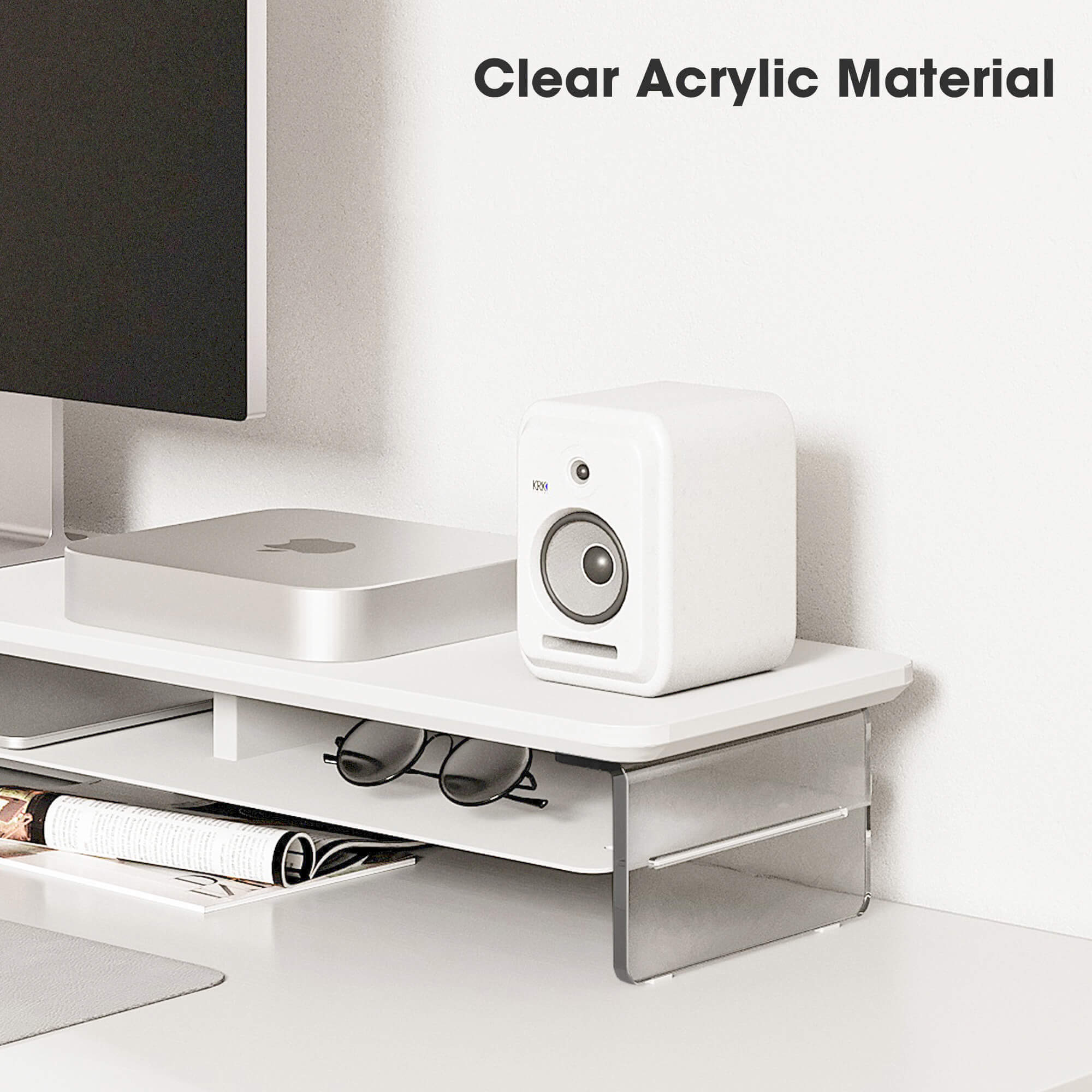 yugen desk shelf large clear acrylic material#color_white