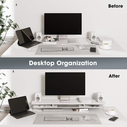 yugen tidy organization large desk shelf white