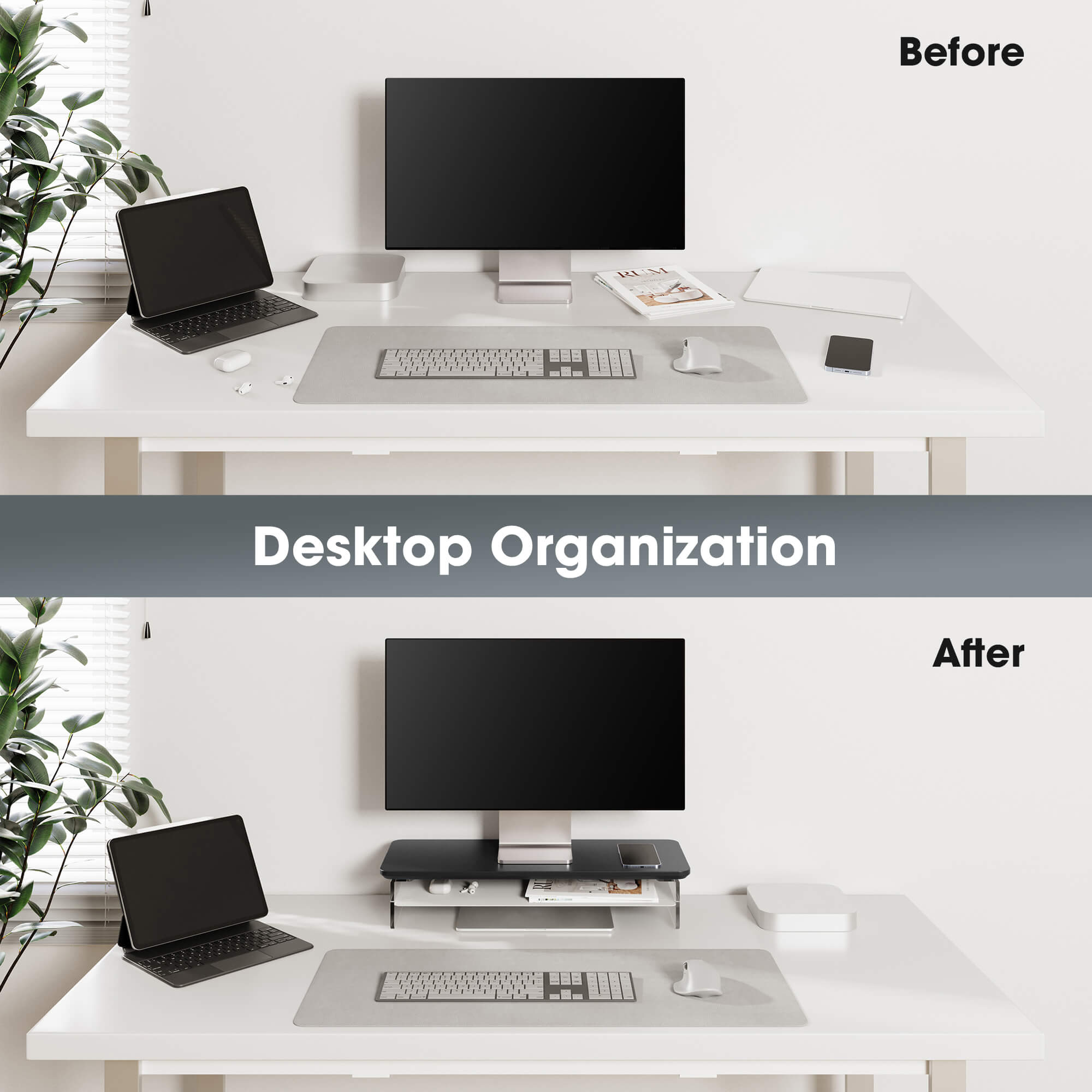 yugen tidy organization small desk shelf black