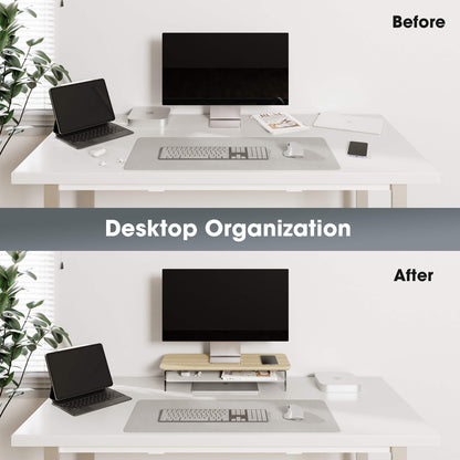 yugen tidy organization small desk shelf oak