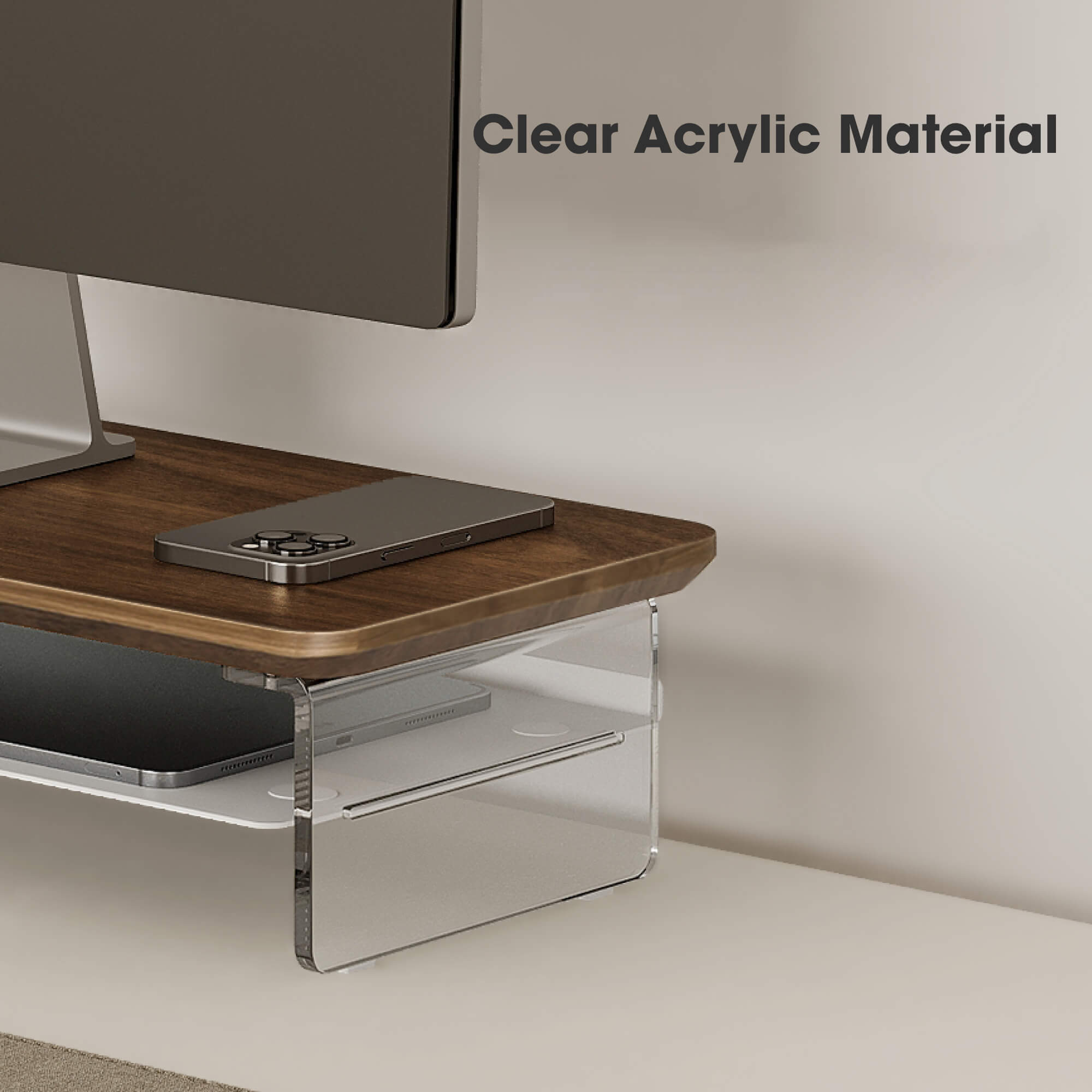 yugen desk shelf small clear acrylic material