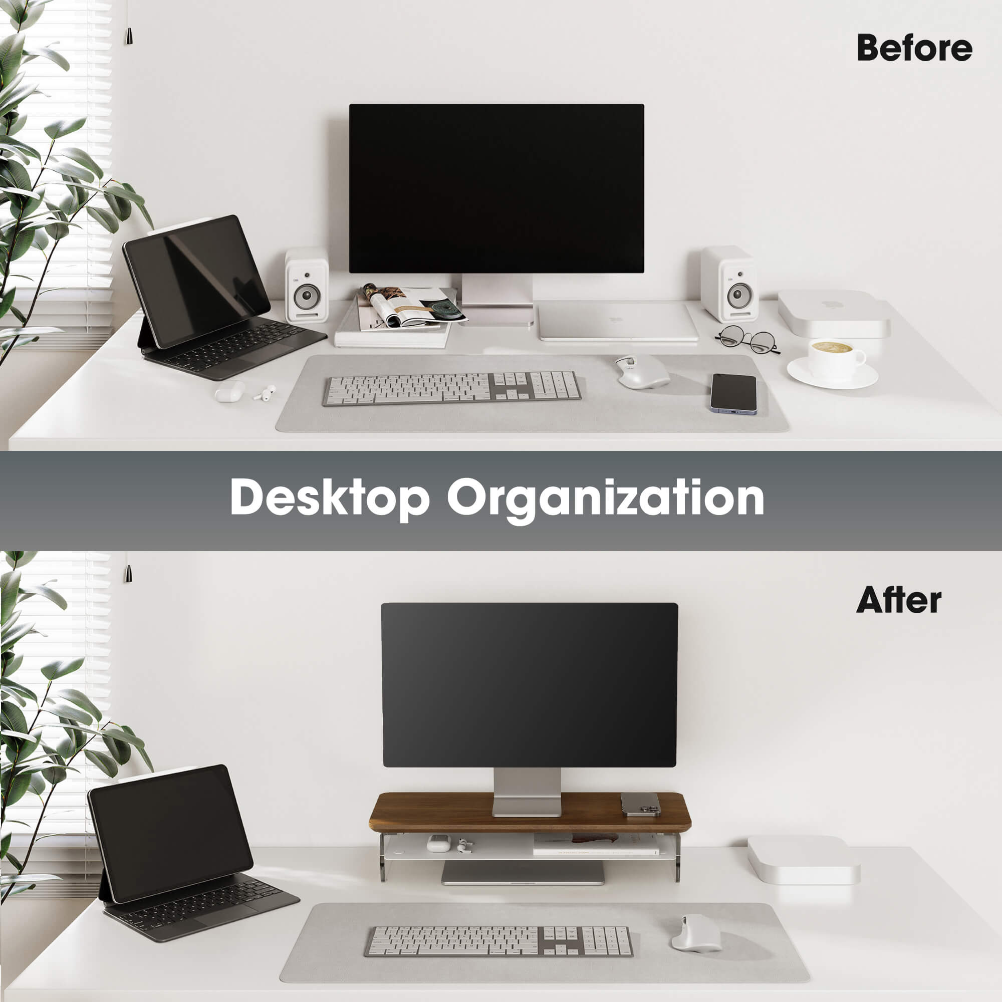 yugen tidy organization small desk shelf walnut