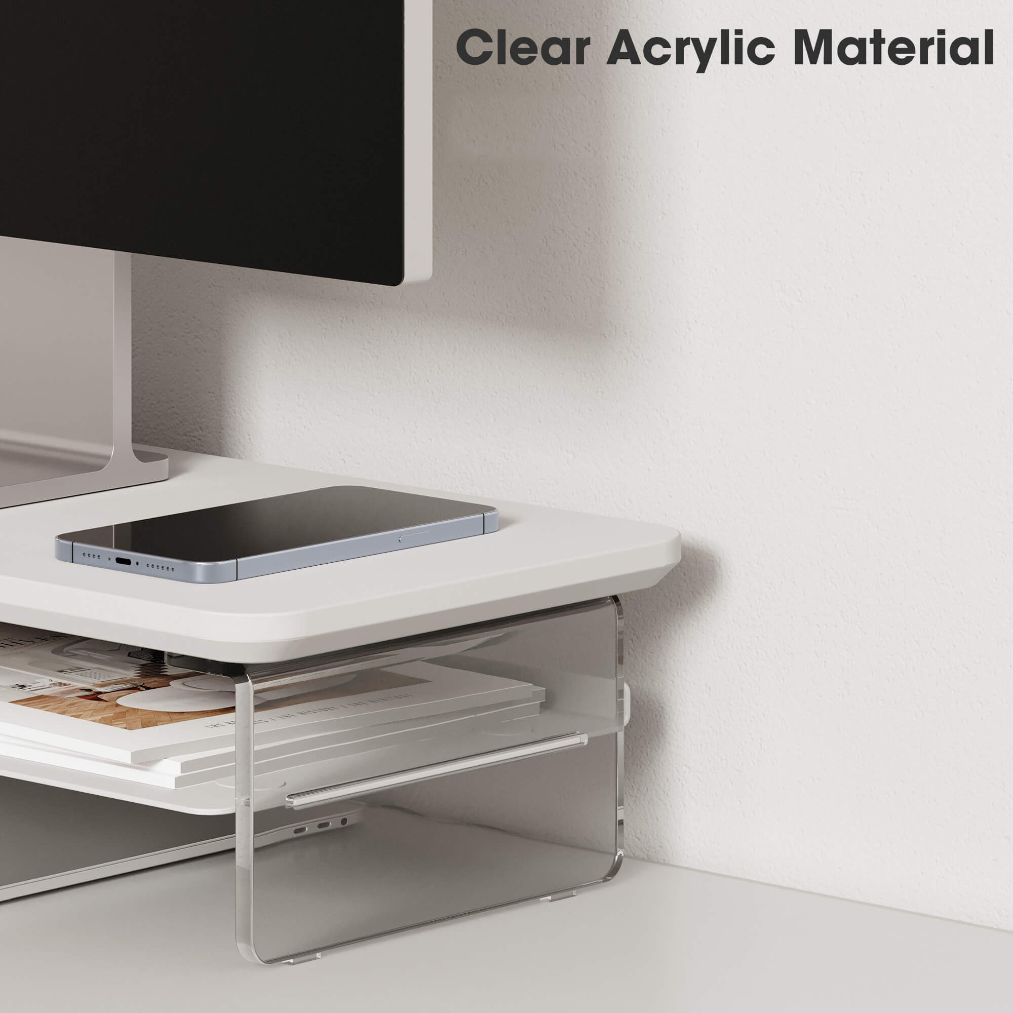 yugen desk shelf small clear acrylic material