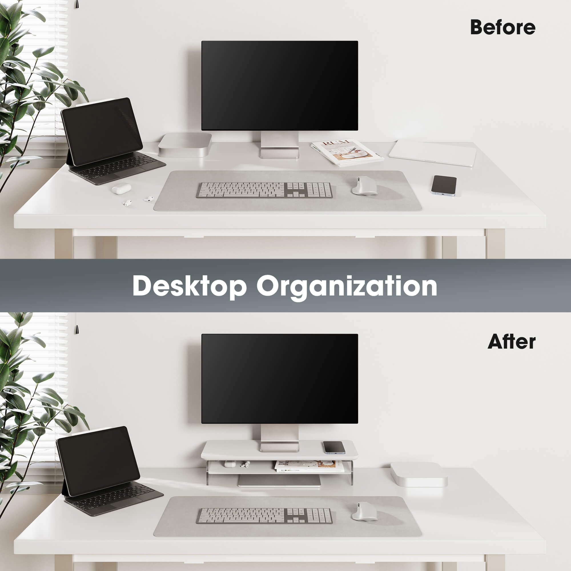 yugen tidy organization small desk shelf white