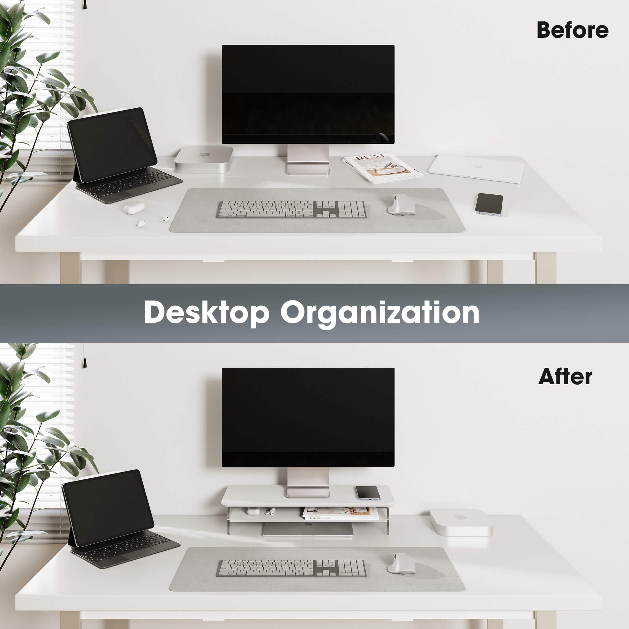 yugen tidy organization small desk shelf white