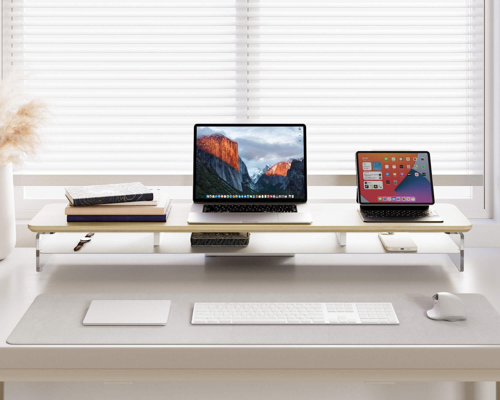 FENGE Yugen Y210 Monitor Riser, Clear Acrylic Desk Shelf with Storage