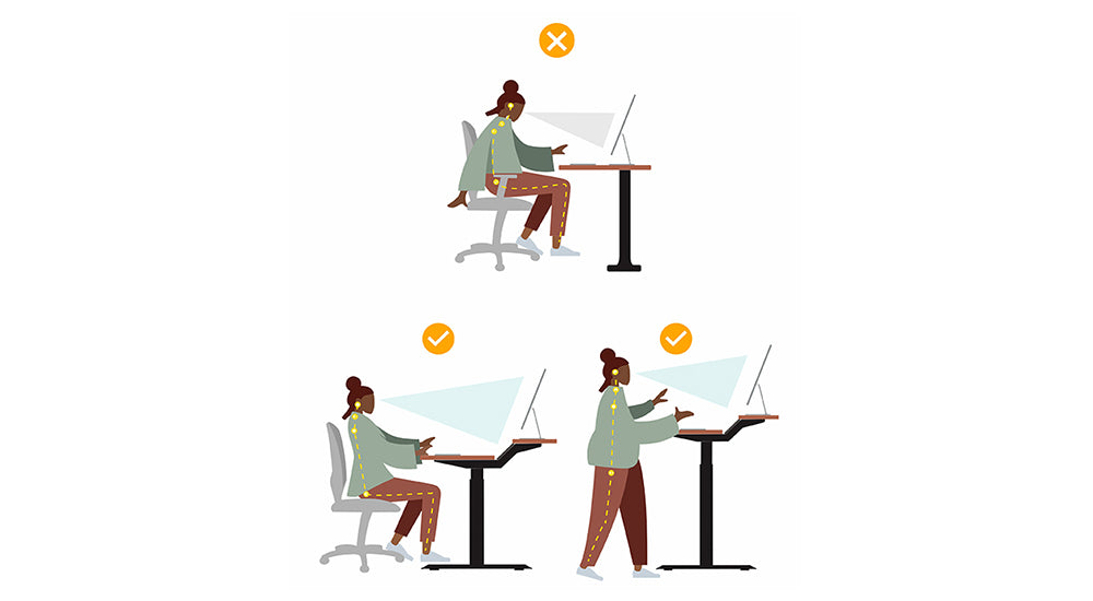 hand draw the benefit of standing desk 