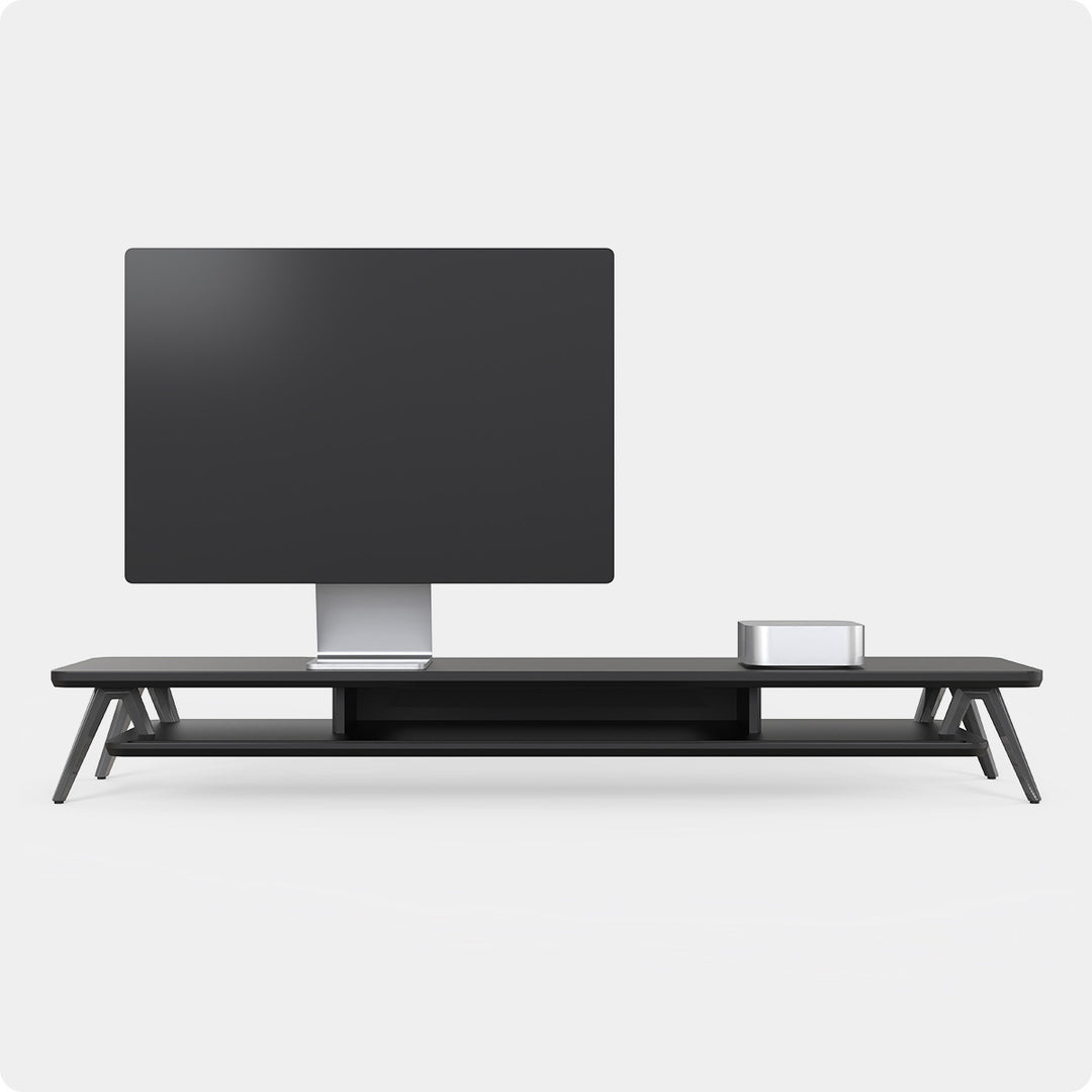 Fenge 42.5 Inch Desk Shelf Shell Large Black Dual Monitor Stand