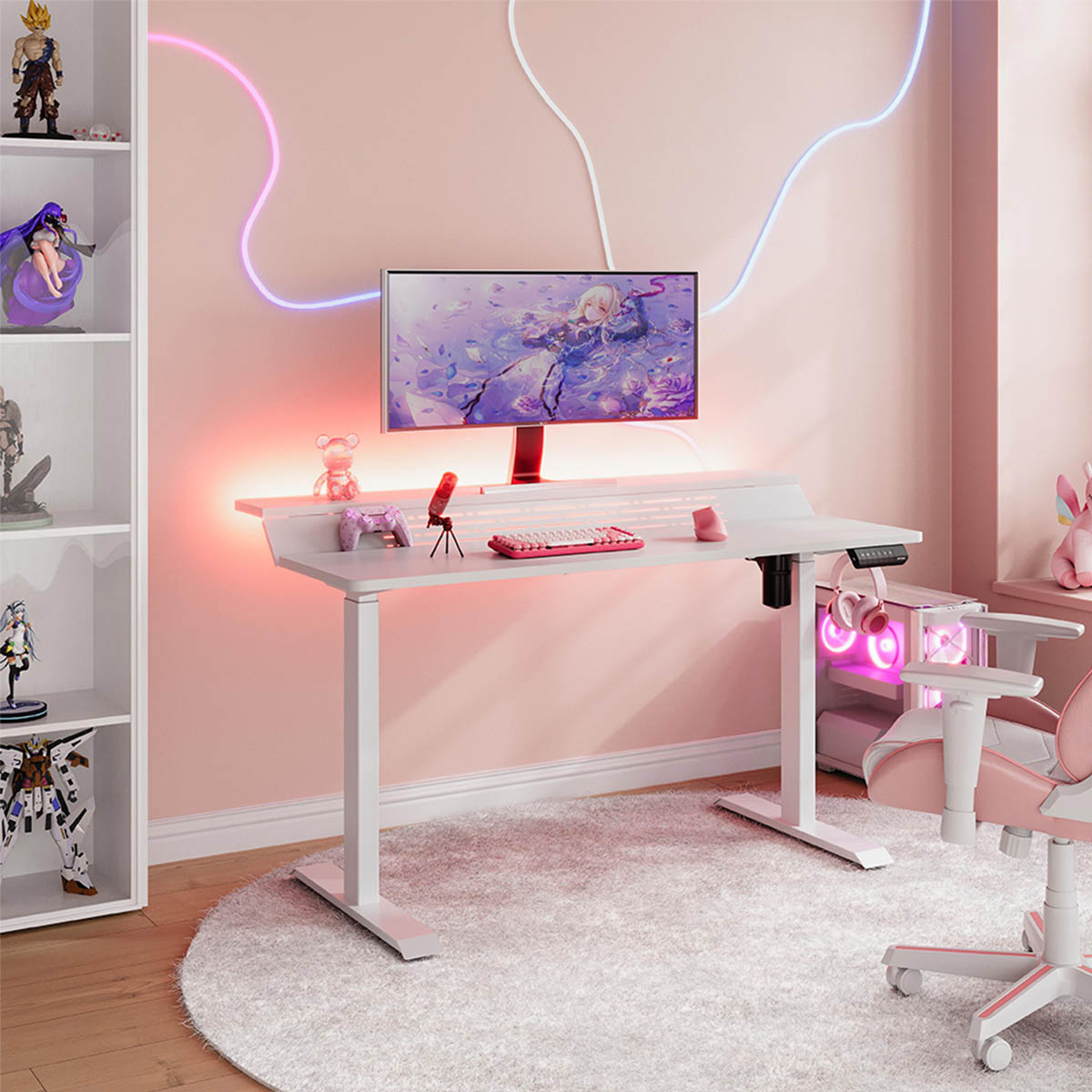 pink gaming electric desk for girls