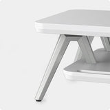 white desk shelf monitor stand shell detail