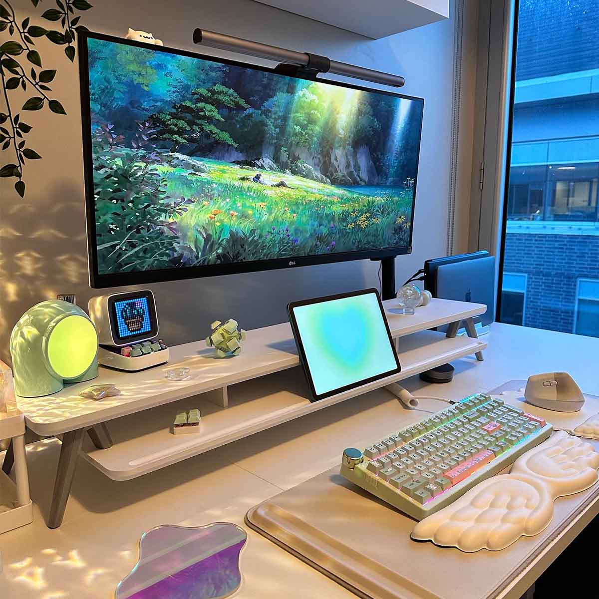white desk shelf monitor stand shell
