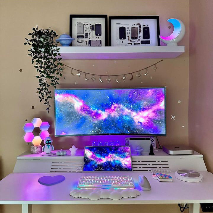 white piano lift up desk in home